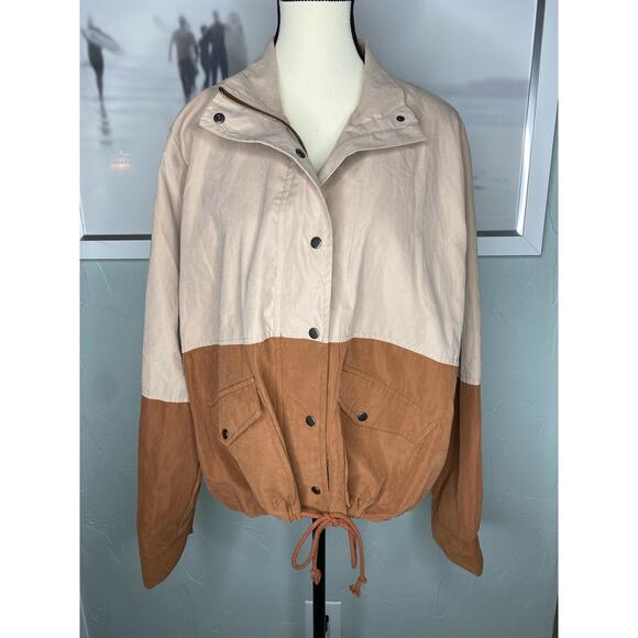 Sweet Wanderer Jackets & Blazers - SWEET WANDERER Tan Brown Color Block Jacket
